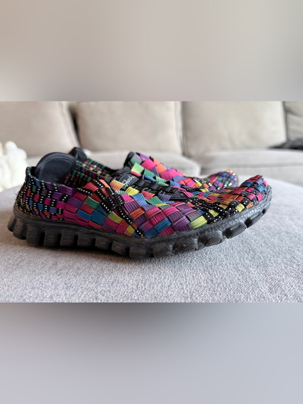 Skechers EZ Flex Sport Rainbow Woven Slip On Sneaker Womens 5 Y2K Dopamine Retro